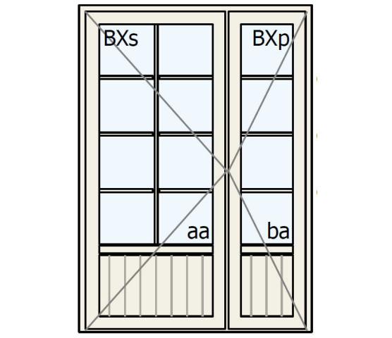 NorDan 2 fløy balkongdør hvit 150 x 210 med smal gangdør