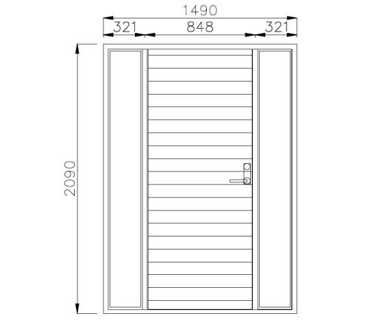 Hovland oljet Eik ytterdør 150 x 210 venstre med 2 sidefelt