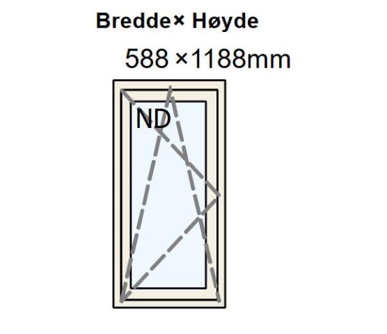 NORDAN SIKKERHETSVINDU HVIT 3 LAG 60 X 120