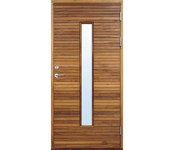 Bovalls ytterdør Resö liggende teak panel og stående glass