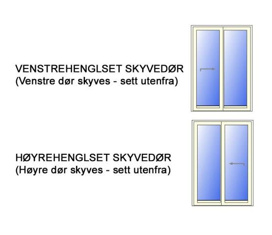 NorDan Skyvedør 2-lag hvit 200 x 210 høyre