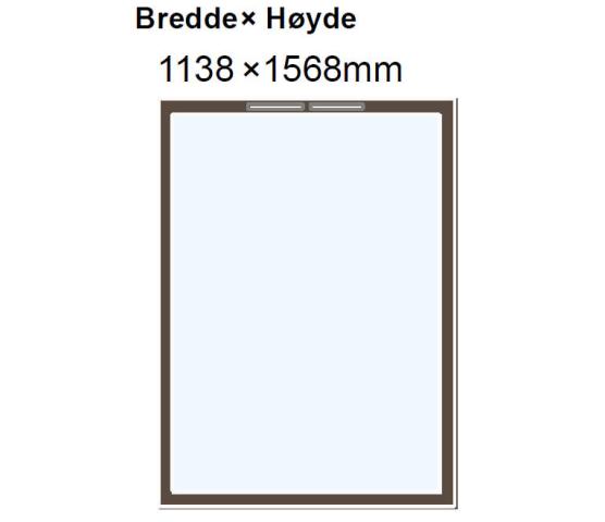Nordan fastkarm 1138 x 1568 alu.kledd hvit utv. / RAL8028 utv