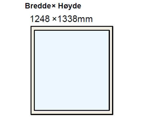 NorDan fastkarm hvit, 2 lag glass 1248mm x 1338mm