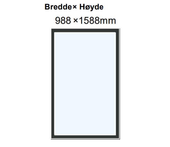 Nordan fastvindu 100 X 160 alubelagt utv. RAL 9005 Jet Black