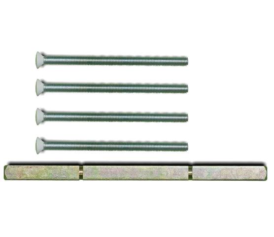 Firkantpinne 8x150 inkl. 4 stk M6x95 skruer hvit 80mm Nordan balk.dør