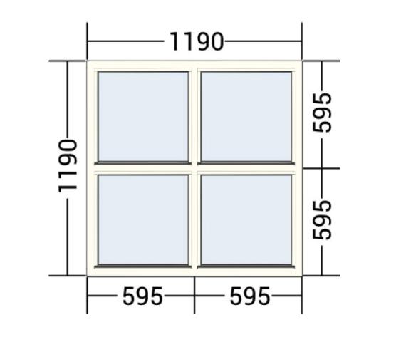 Gilje fastkarm 120 X 120 hvit alu kledd 2-lag glass med sprosser