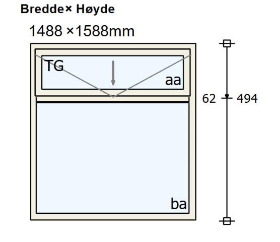 Nordan kombivindu toppsving/fastkarm 150 X 160 hvit 2-lag glass