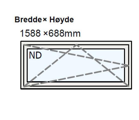 NorDan Sikkerhetsvindu 3 lag 160 x 70 klassisk hvit