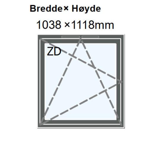Nordan ONE 2-veis svingende vindu 103,8 x 111,8 alu.kledd RAL7043