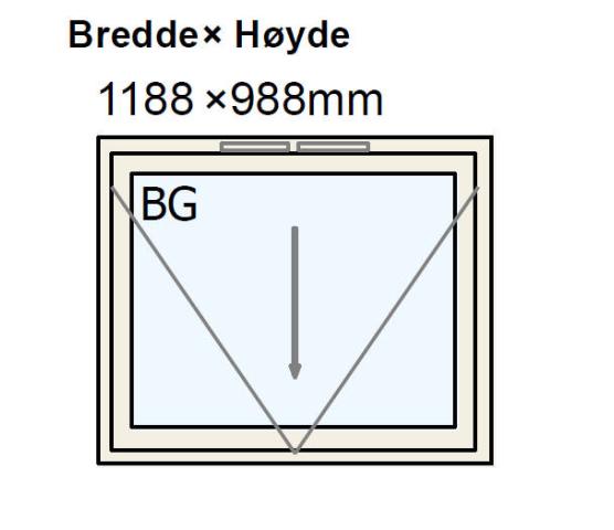 Nordan toppsving 120 X 100 hvit 3-lag glass 