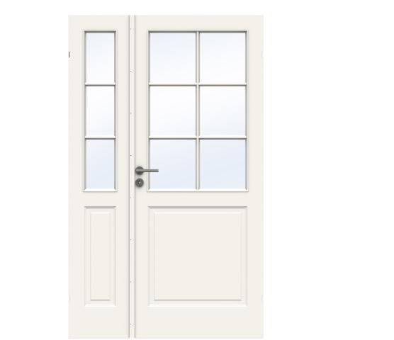 Swedoor innerdør Style SP6 + SP3 glass lett hvit modul 13 x 21